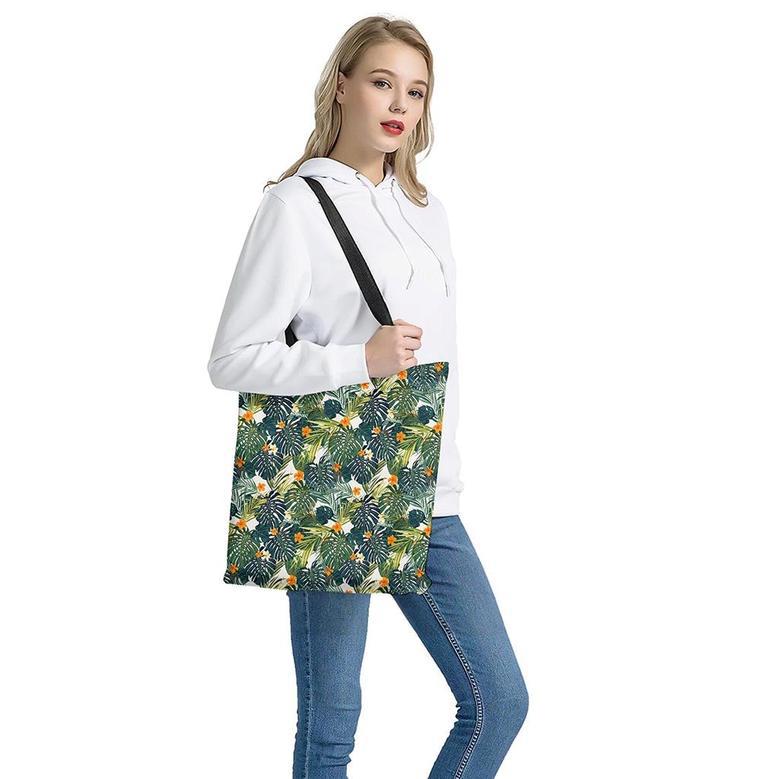 Summer Hawaiian Leaves Pattern Print Tote Bag