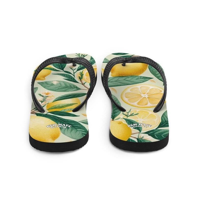 Summertime Lemon Fruit Flip Flops Springtime Colorful.