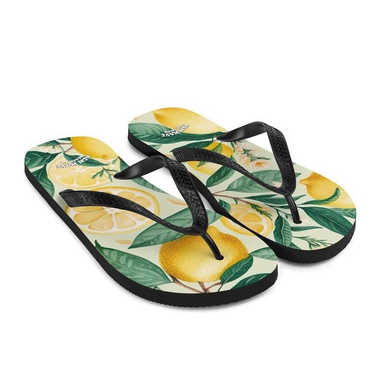 Summertime Lemon Fruit Flip Flops Springtime Colorful.