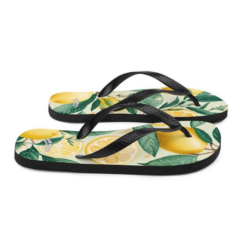 Summertime Lemon Fruit Flip Flops Springtime Colorful.