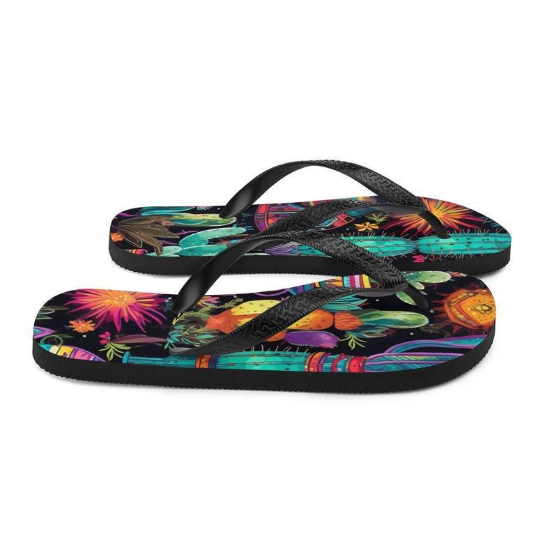 Sun Burst Cactus Flip-Flops