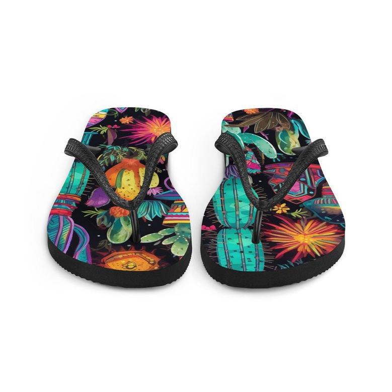 Sun Burst Cactus Flip-Flops