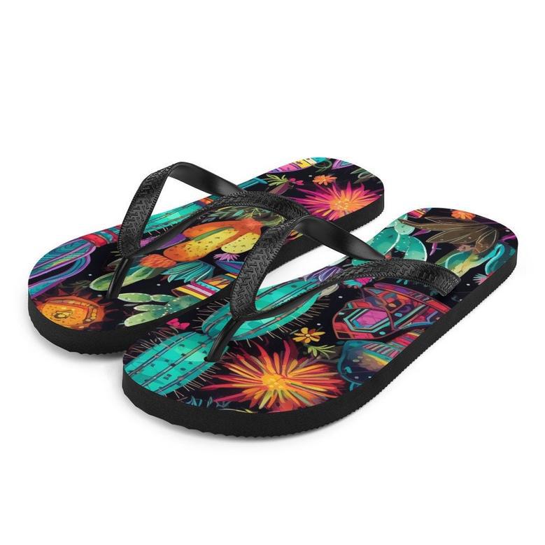 Sun Burst Cactus Flip-Flops