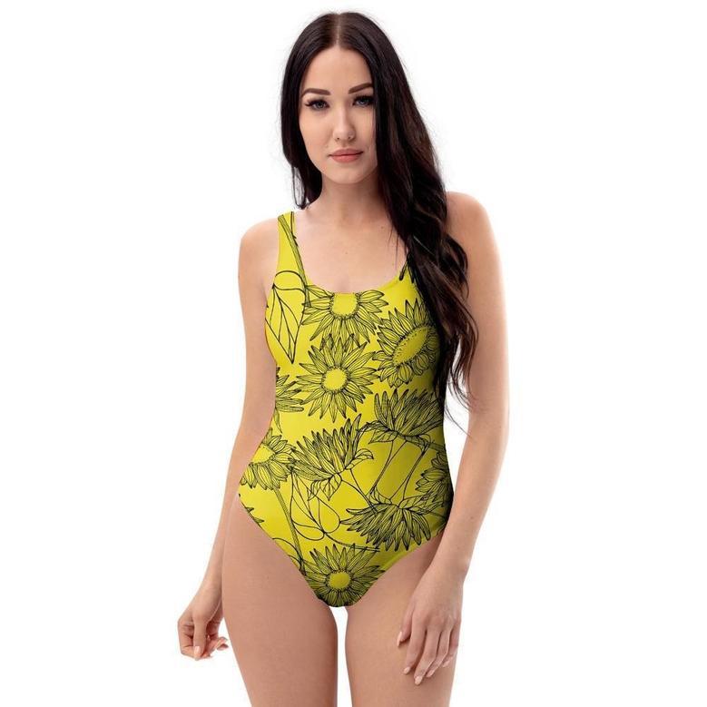 Sunflower Yellow Print One Piece Swimsuite