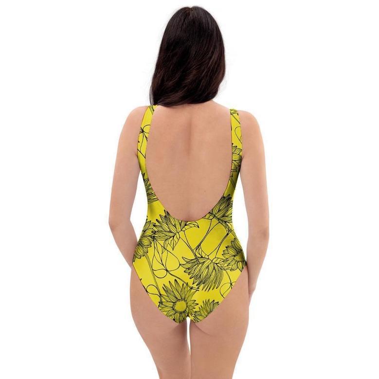 Sunflower Yellow Print One Piece Swimsuite