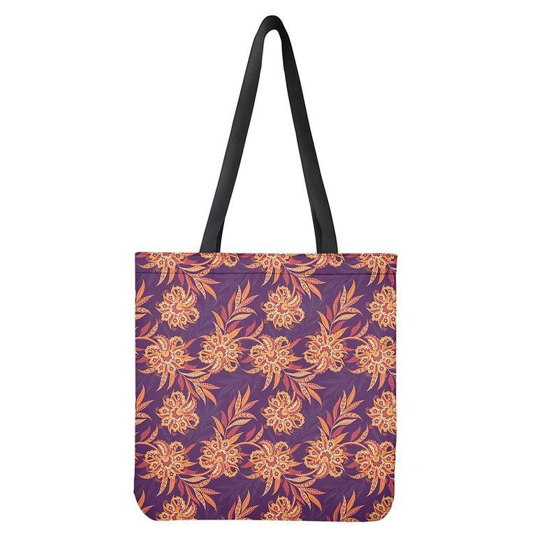 Tangerine Floral Bohemian Pattern Print Tote Bag