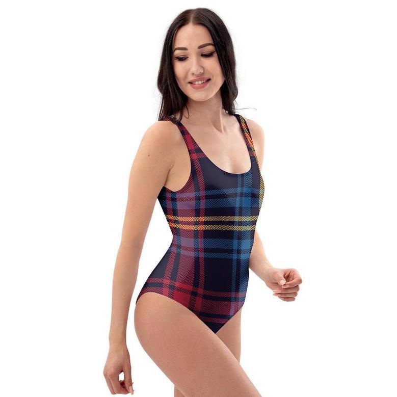 Tartan Print One Piece Swimsuite