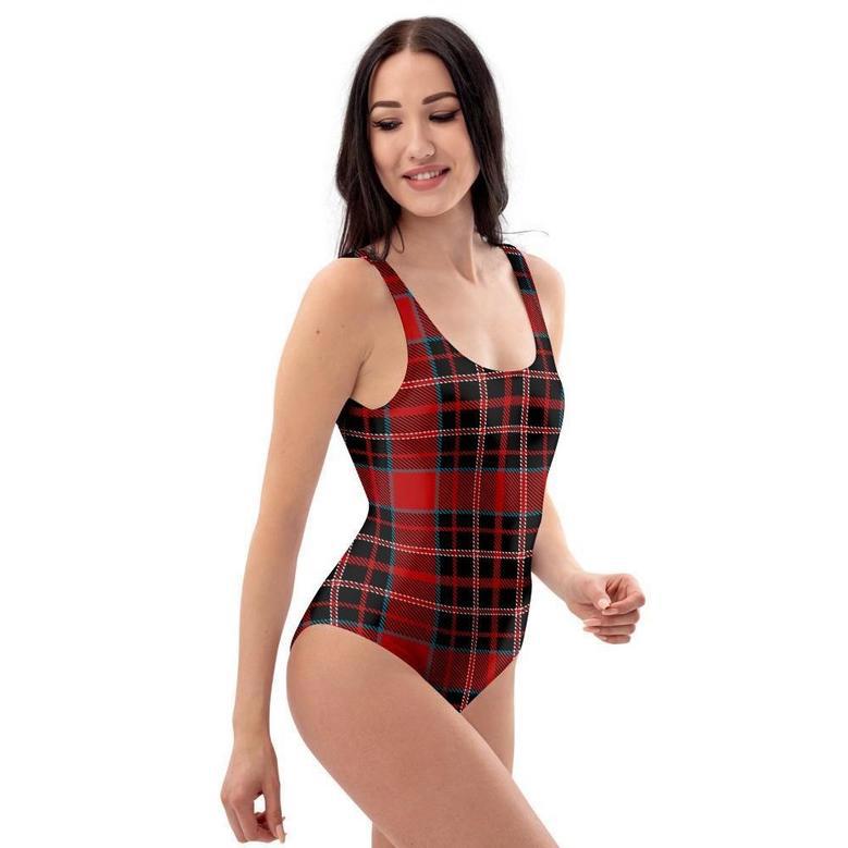 Tartan Red Plaid One Piece Swimsuite