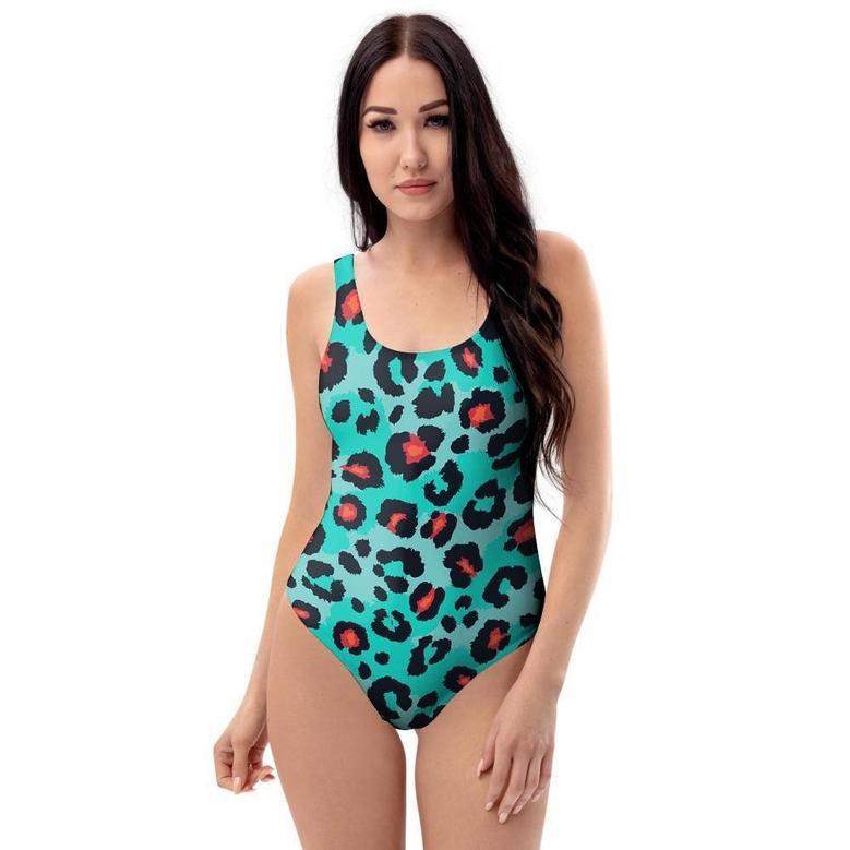 Teal Leopard One Piece Swimsuite