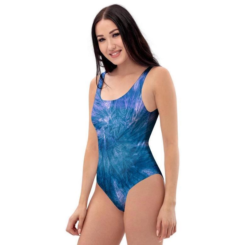 Tie Dye Blue Print One Piece Swimsuite