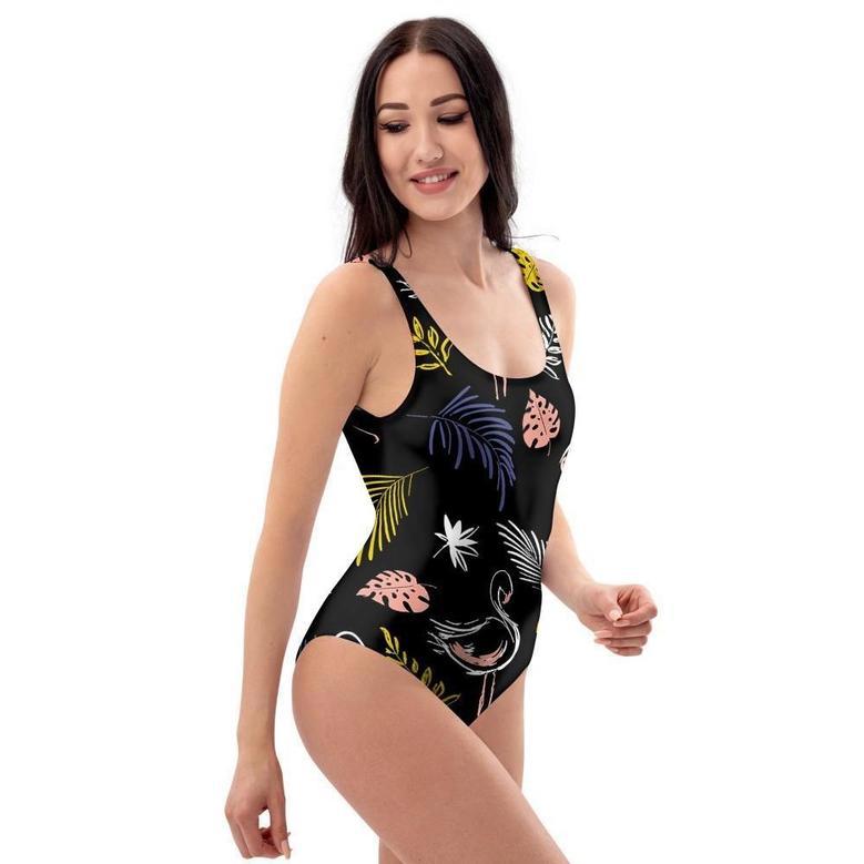 Tropical Flamingo Print One Piece Swimsuite