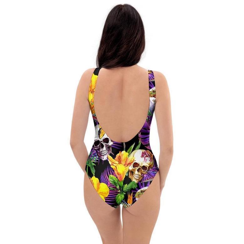 Tropical Hawaiian Skull One Piece Swimsuite