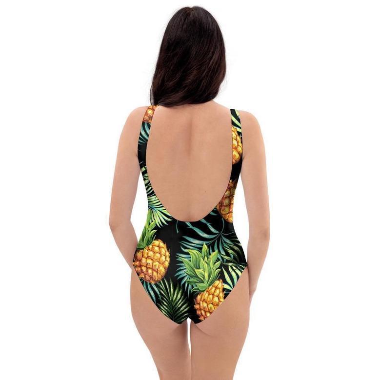 Tropical Palm Leaf Pineapple Print One Piece Swimsuite