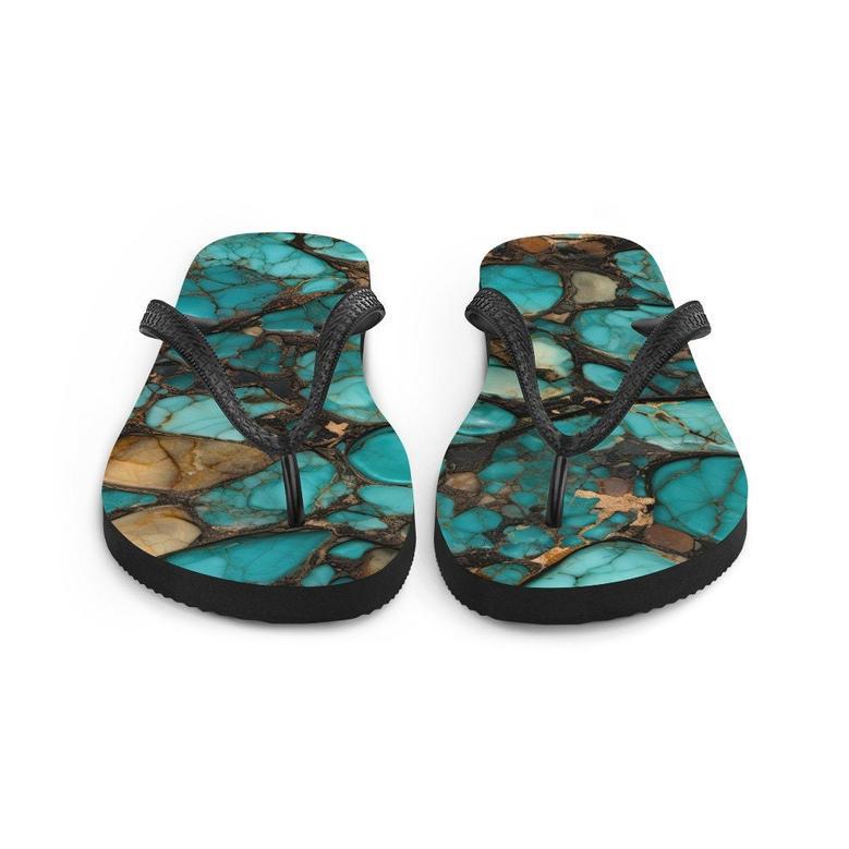 Turquoise Stoned Flip-Flops