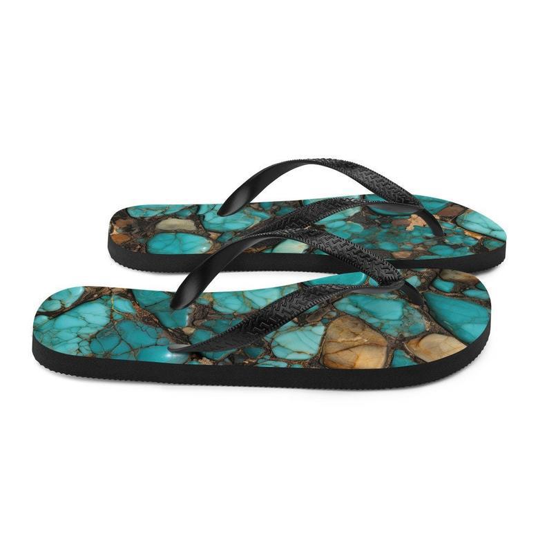 Turquoise Stoned Flip-Flops