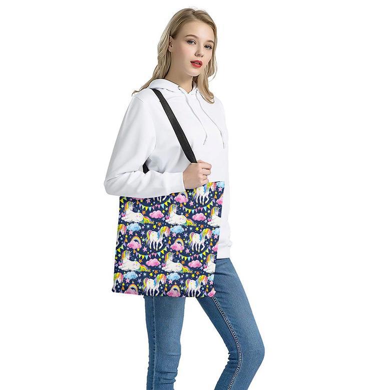 Unicorn Night Festival Pattern Print Tote Bag