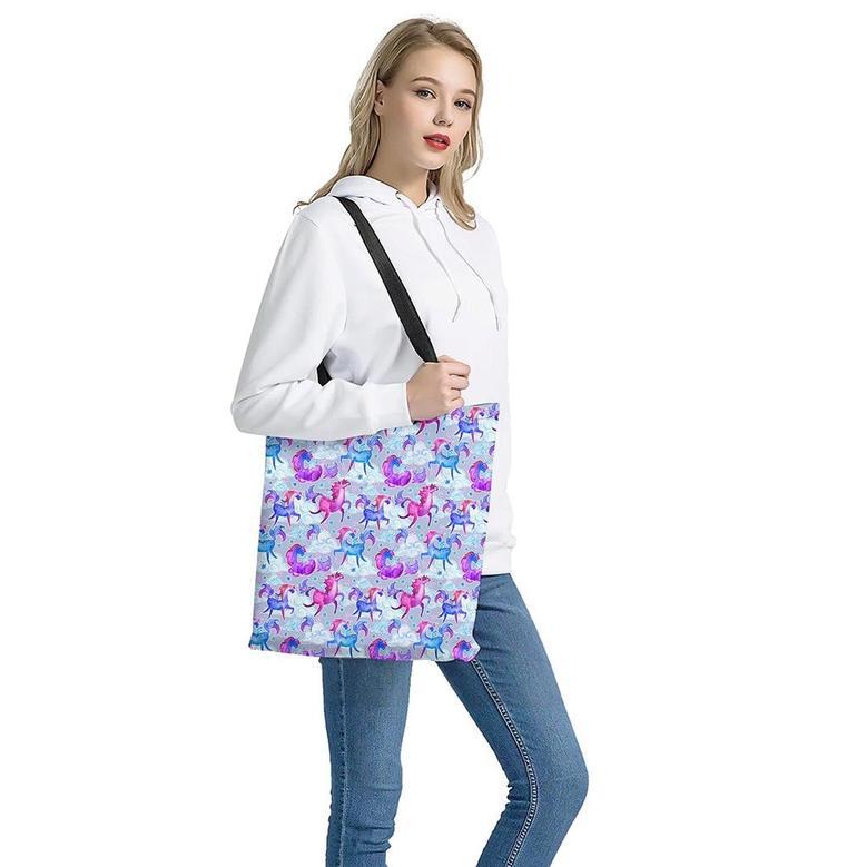 Unicorn Paradise Pattern Print Tote Bag