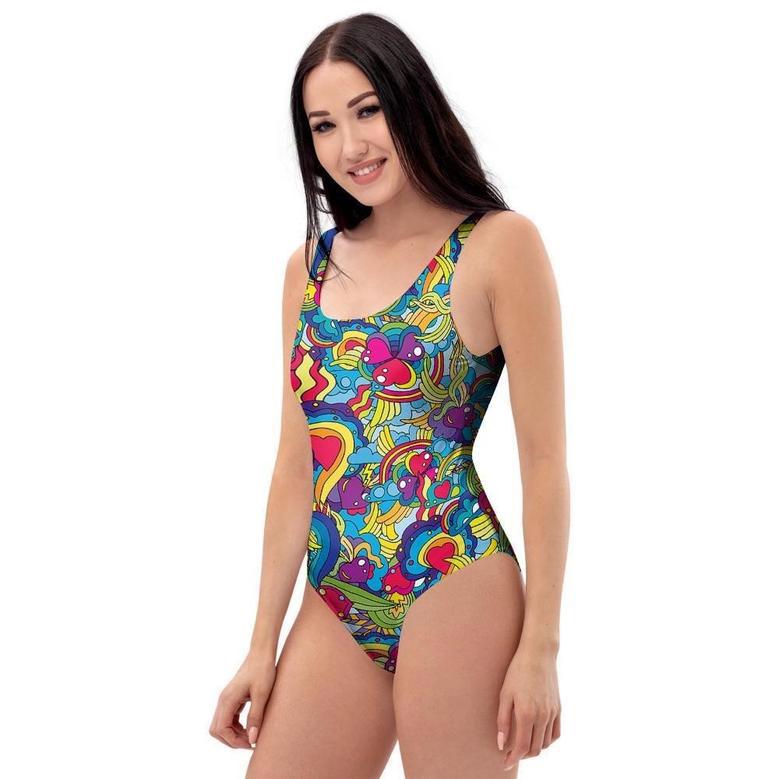 Valentine Heart Hippie Trippy One Piece Swimsuite