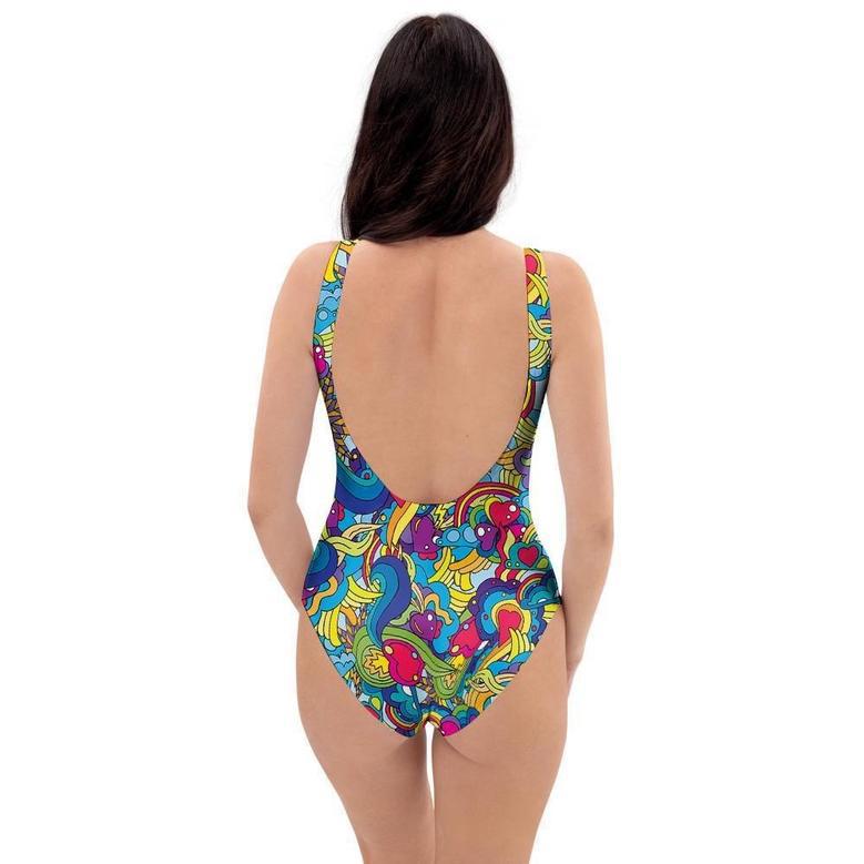 Valentine Heart Hippie Trippy One Piece Swimsuite