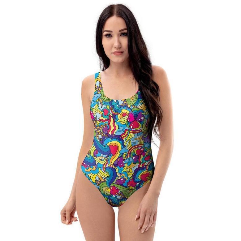 Valentine Heart Hippie Trippy One Piece Swimsuite