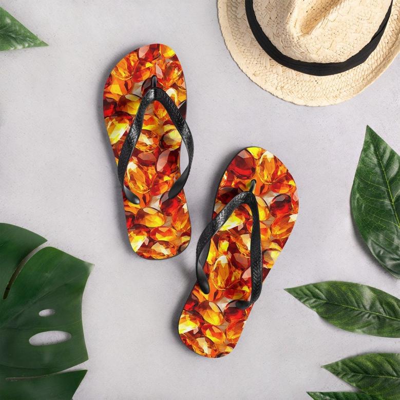 Vibrant Amber Summer Flip Flops