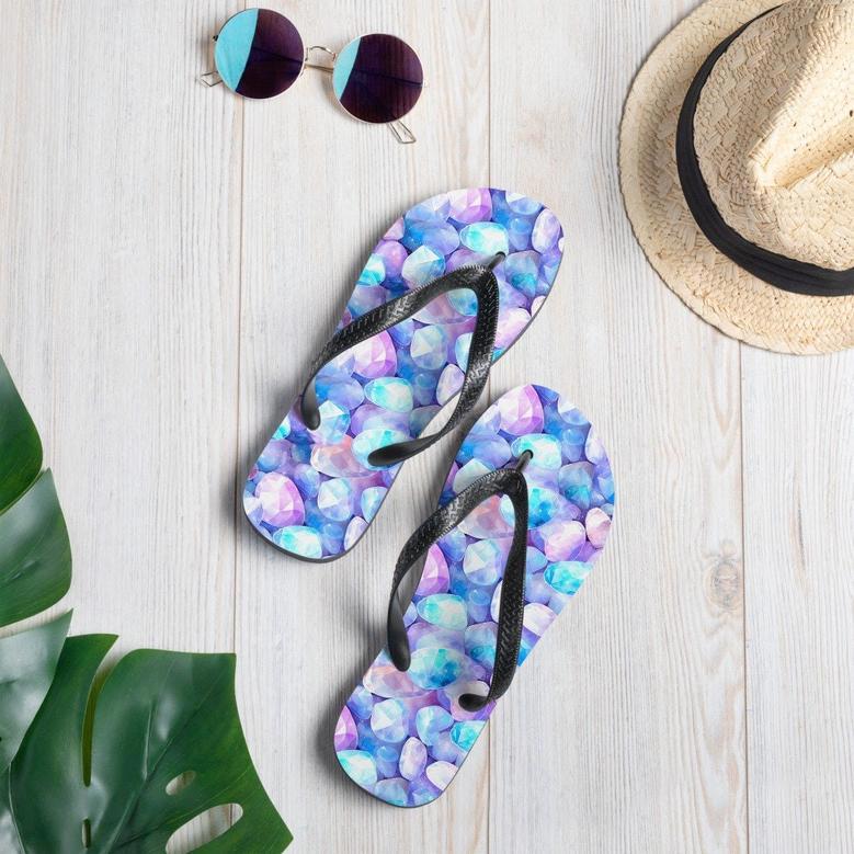 Vibrant Rainbow Moonstone Summer Flip Flops