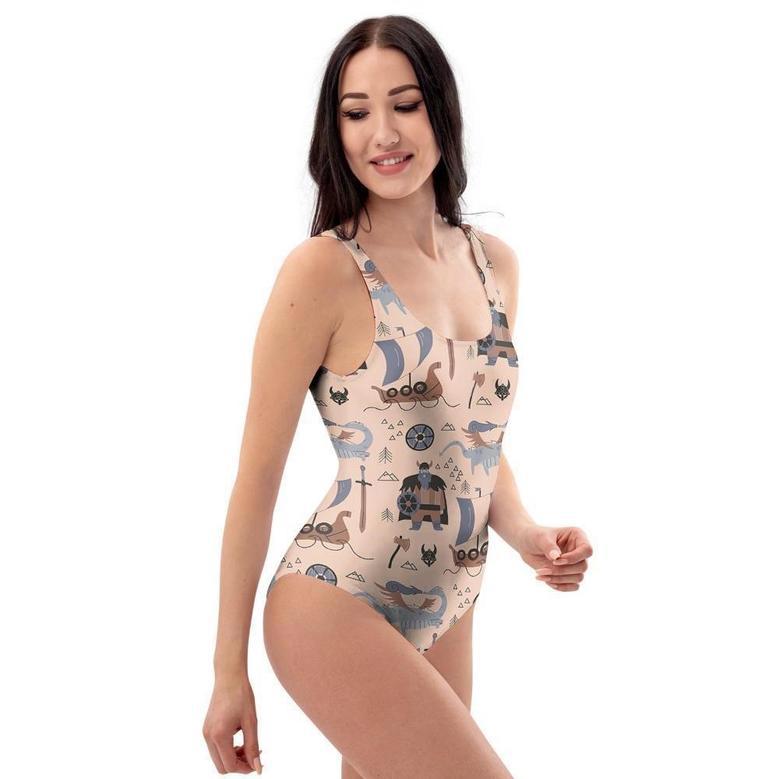 Viking Cartoon Norse One Piece Swimsuite