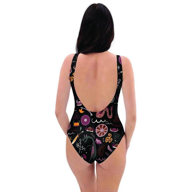 Viking Valhalla Cartoon One Piece Swimsuite