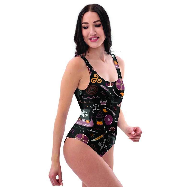 Viking Valhalla Cartoon One Piece Swimsuite