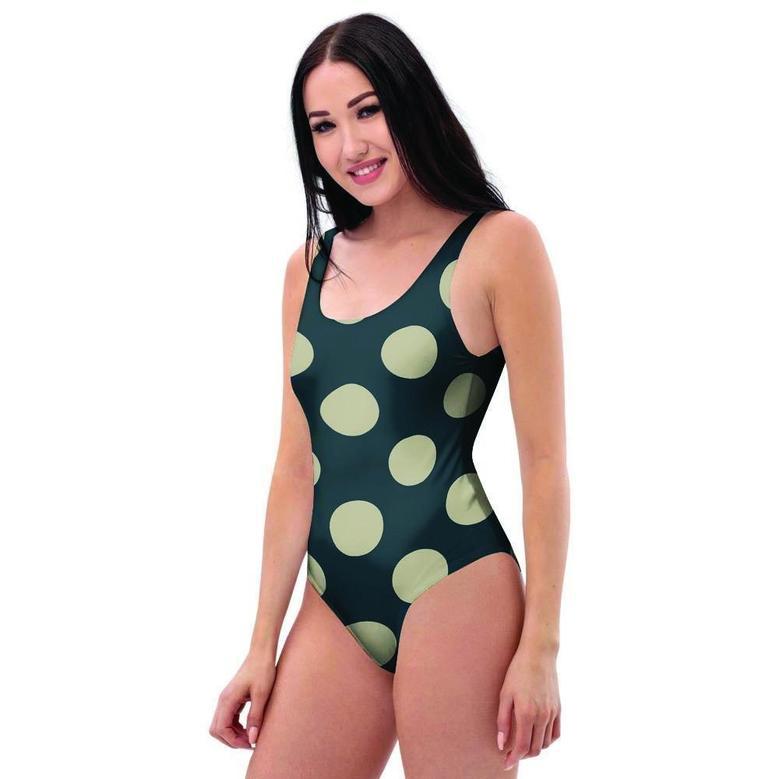 Vintage Black Polka Dot One Piece Swimsuite