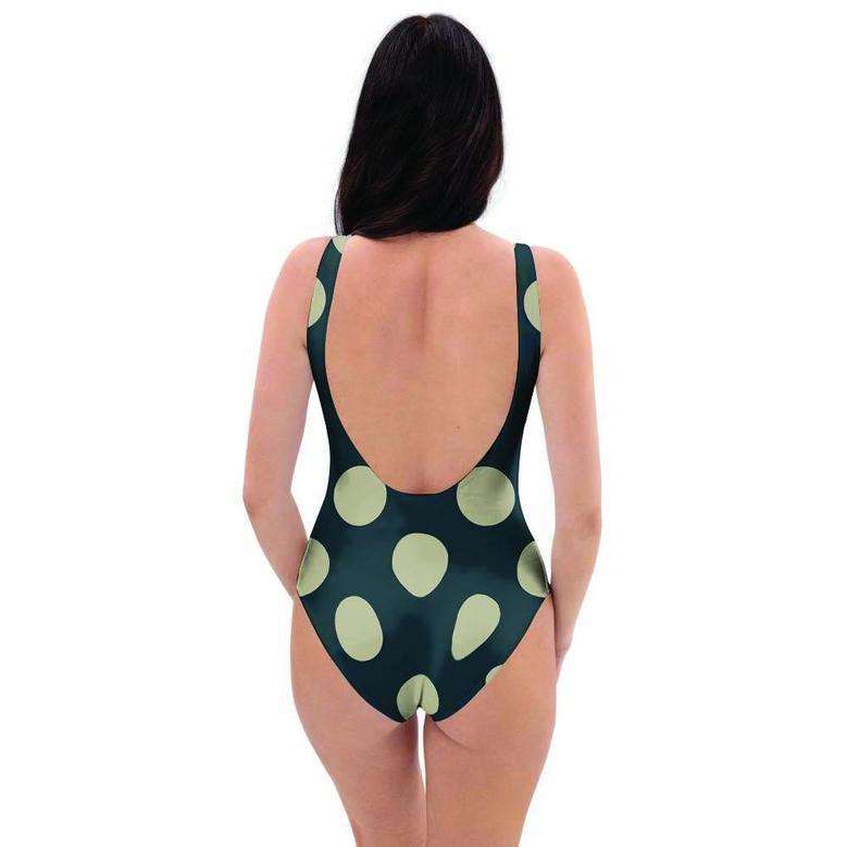 Vintage Black Polka Dot One Piece Swimsuite