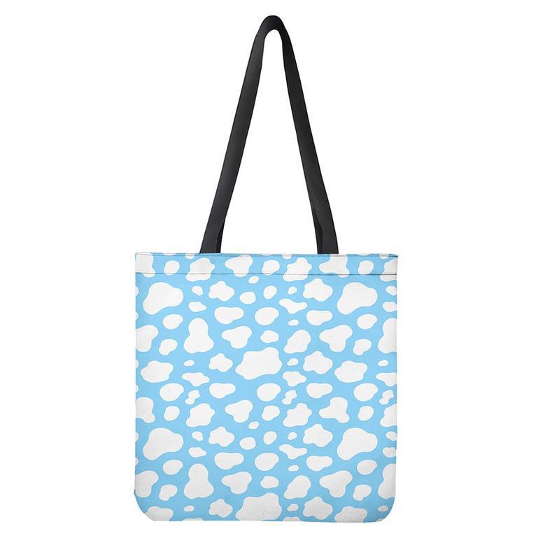 White And Blue Cow Print Tote Bag