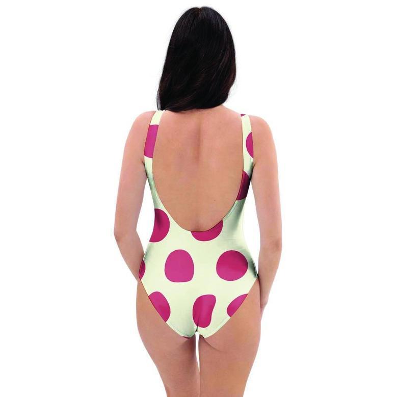 White And Red Polka Dot One Piece Swimsuite