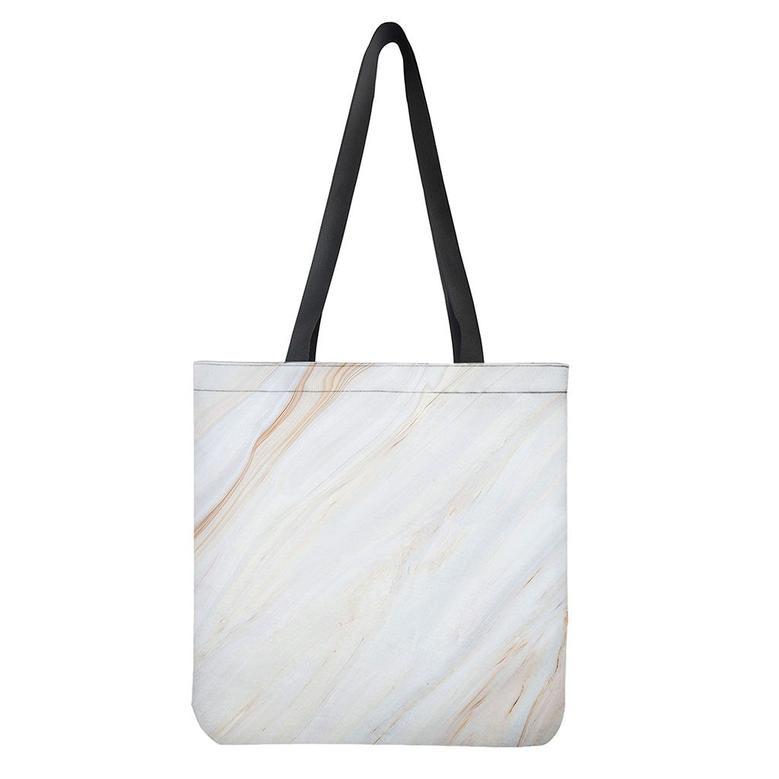 White Brown Smooth Marble Print Tote Bag