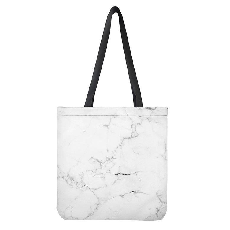 White Grunge Marble Print Tote Bag