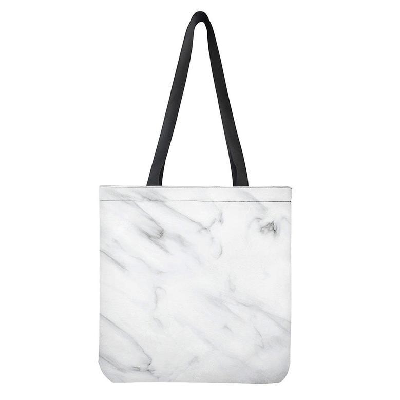 White Marble Print Tote Bag