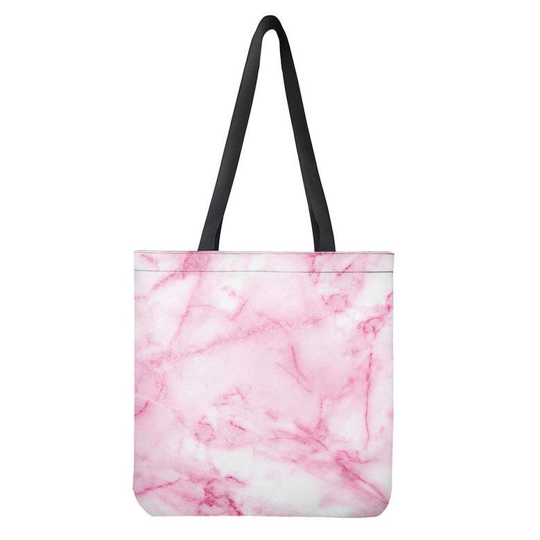 White Pink Marble Print Tote Bag