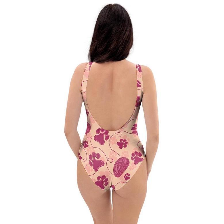 Yarn Paw Print One Piece Swimsuite