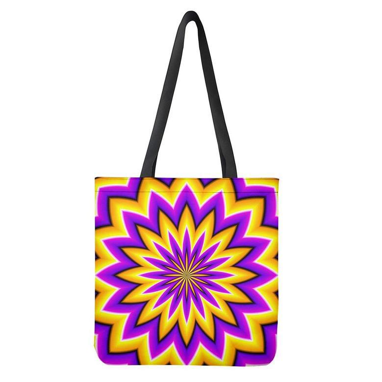 Yellow Flower Moving Optical Illusion Tote Bag