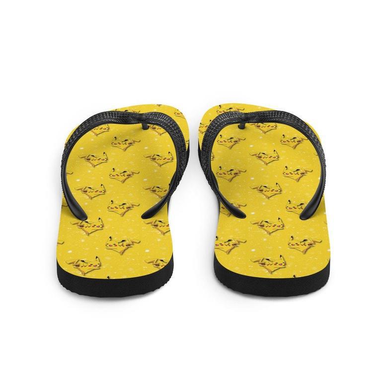 Yellow Poke Card Character Flip-Flops