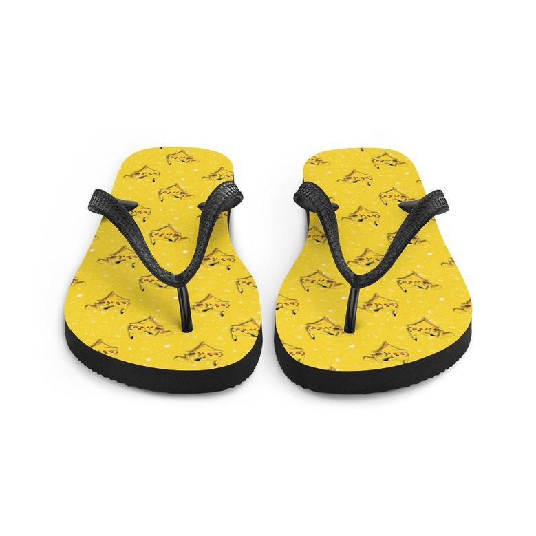 Yellow Poke Card Character Flip-Flops