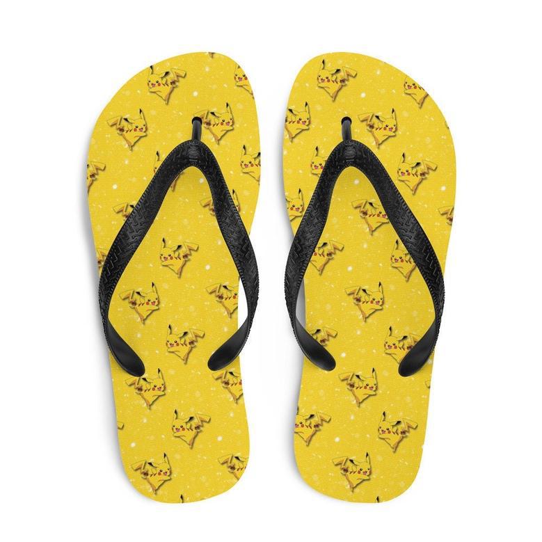 Yellow Poke Card Character Flip-Flops