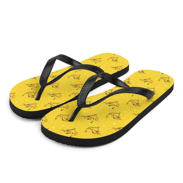 Yellow Poke Card Character Flip-Flops