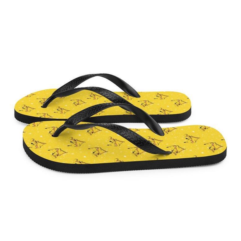 Yellow Poke Card Character Flip-Flops