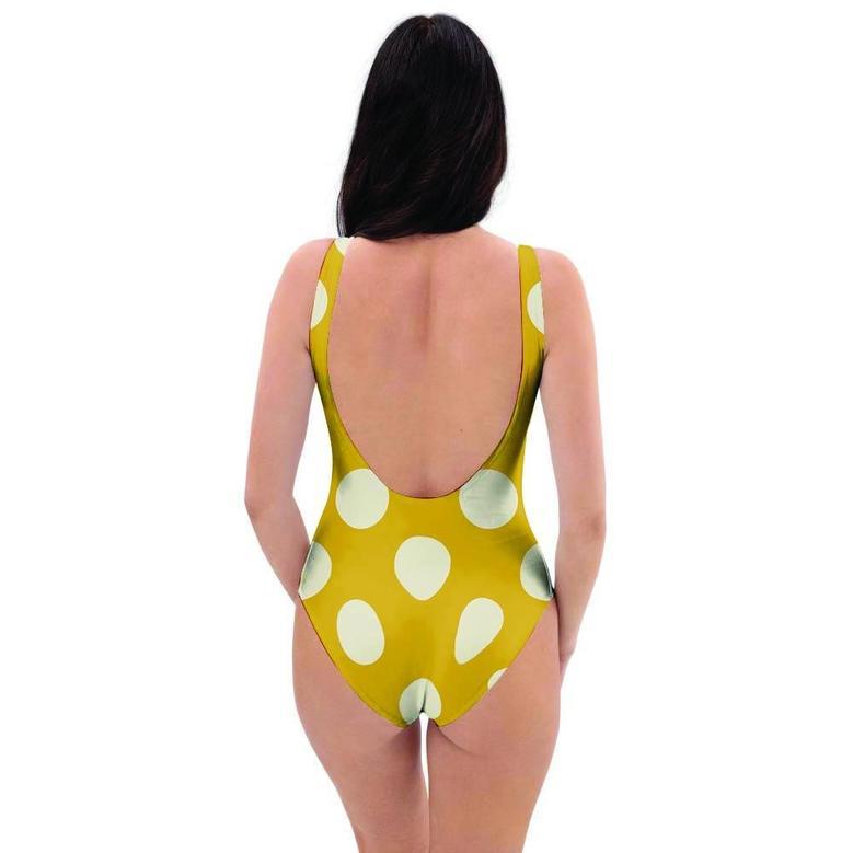 Yellow Polka Dot One Piece Swimsuite