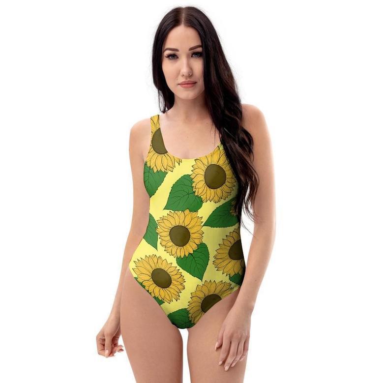 Yellow Sunflower One Piece Swimsuite