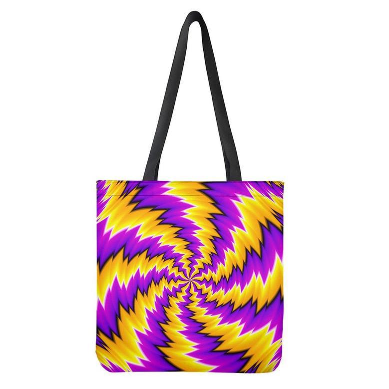 Yellow Vortex Moving Optical Illusion Tote Bag