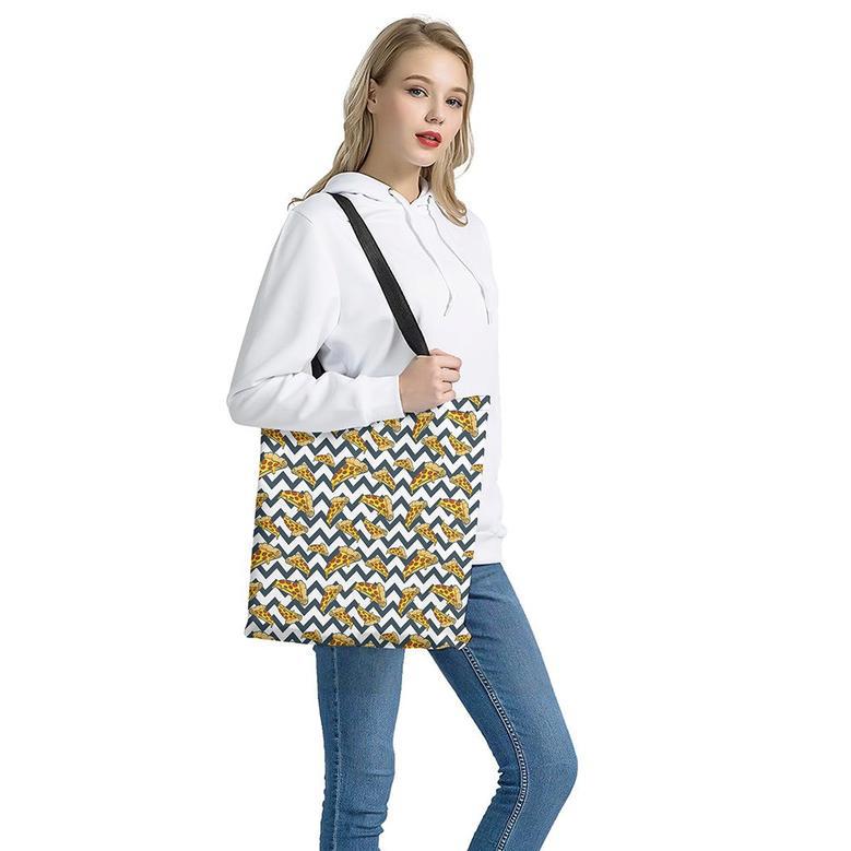 Zigzag Pizza Pattern Print Tote Bag