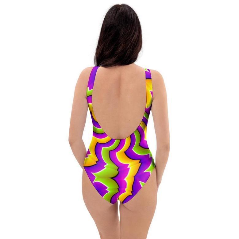 Zigzag Psychedelic Optical Illusion One Piece Swimsuite