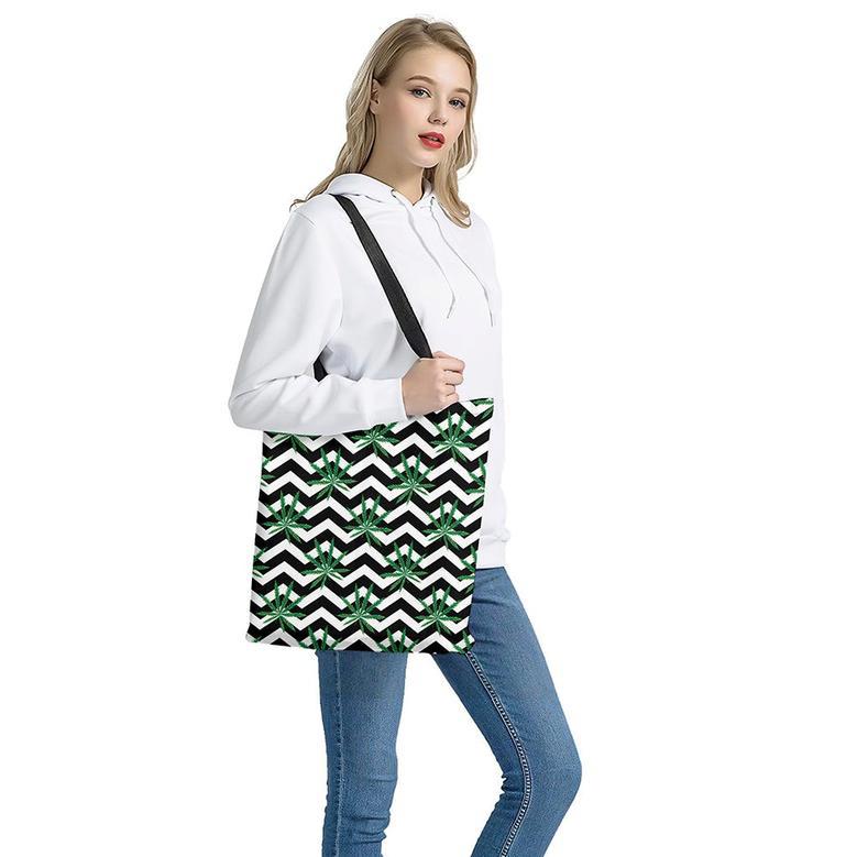 Zigzag Weed Pattern Print Tote Bag